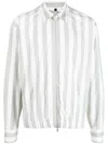 Lardini Striped Zip-up Jacket In Grün