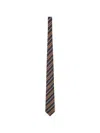 Lardini Striped-pattern Silk Tie In Brown