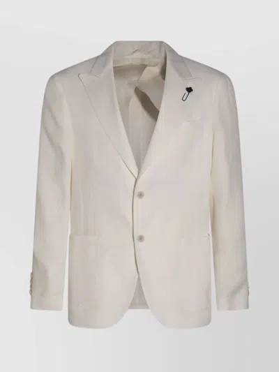 Lardini Structured Blazer With Front Pockets And Notch Lapel In White
