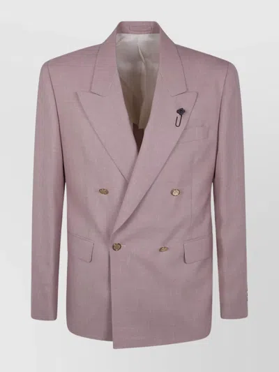 Lardini Structured Double-breasted Jacket Button Detailing In Purple