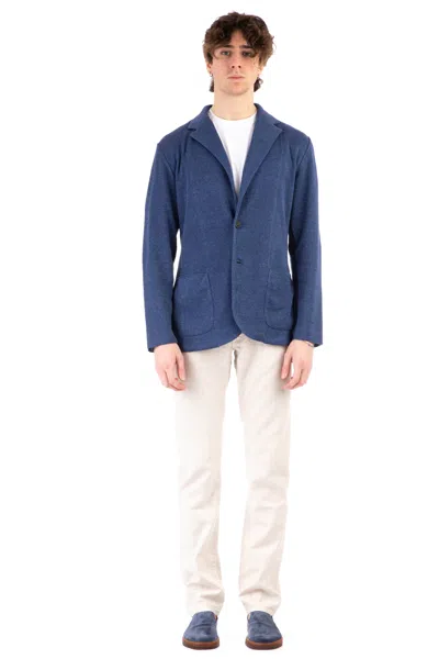 Lardini Linen-cotton Knit Jacket In Blue