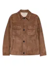 Lardini Suede Jacket With Chest And Side Pockets In Brown