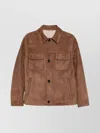 Lardini Suede Jacket With Chest And Side Pockets In Gold