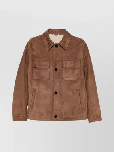 LARDINI SUEDE JACKET WITH CHEST AND SIDE POCKETS