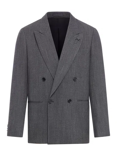 Lardini Double-breasted Peak-lapel Suit In Gray