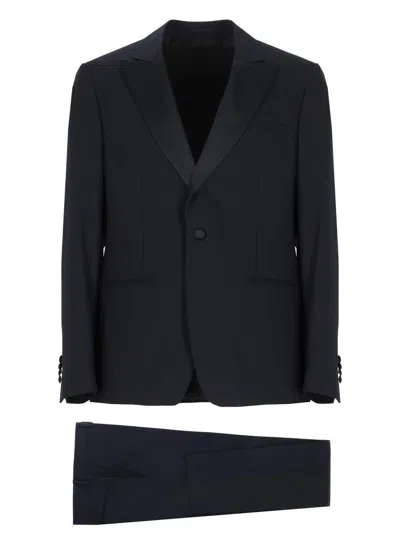 Lardini Virgin Wool Suit In Black