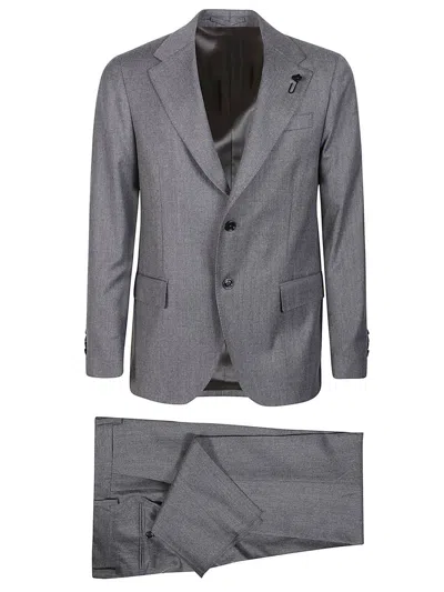 Lardini Buttoned Wool Suit In Gray