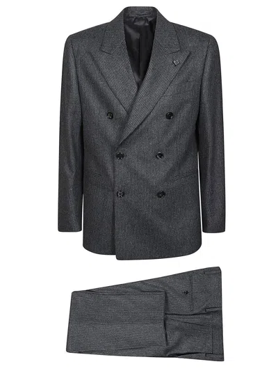 Lardini Pinstripe Suit In Black