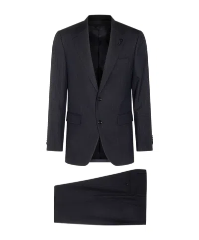 Lardini Pinstripe Suit In Blue