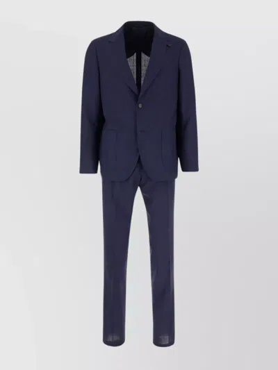 Lardini Suit Wool Blend Buttoned Cuffs In Blue