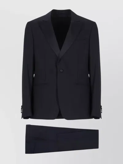 Lardini Suit Wool Double-breasted Jacket In Black