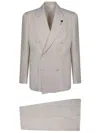 Lardini Double-breasted Suit In Neutral