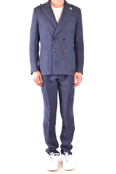 Lardini Double-breasted Blue Hemp Jacket