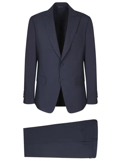 Lardini Blue Wool Suit In Black