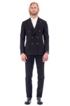 Lardini Special Technical Wool Suit Drop 7 In Black