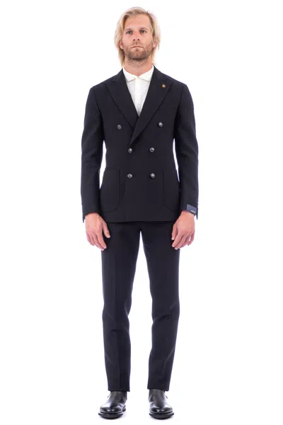 Lardini Special Technical Wool Suit Drop 7 In Blue