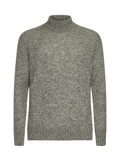 Lardini Beige Melange Alpaca And Wool Blend Mock Neck Sweater
