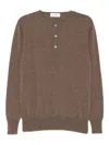 Lardini Crewneck Sweater With Ribbed Cuffs Size M In Brown