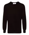Lardini Men's Lightweight Crew Neck Wool Sweater In Brown