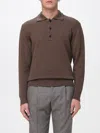 Lardini Ribbed Cuff Crewneck Sweater Design In Brown