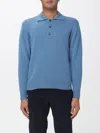 Lardini Polo Collar Sweater With Ribbed Cuffs And Hem In Blue
