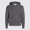 Lardini Hooded Ribbed Crewneck Front Pockets In Gray