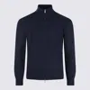 Lardini High Collar Long Sleeve Knit Sweater In Blue