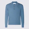 Lardini Polo Collar Sweater With Ribbed Cuffs And Hem In Blue