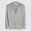 Lardini Crewneck Sweater With Notch Lapel And Patch Pockets In Gray