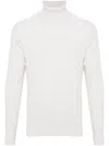 Lardini White Wool-cashmere Ribbed Roll Neck In Multicolor