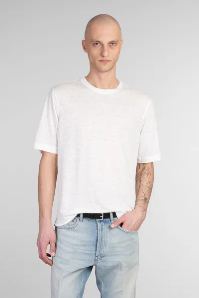 Lardini T-shirt In Beige Linen In White