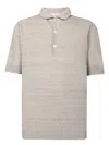 Lardini Textured Beige Polo T-shirt With Buttoned Placket