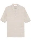 Lardini Ribbed Linen And Cotton-blend Polo Shirt In Beige
