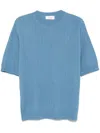 Lardini Crew Neck Knitwear In Light Blue Linen And Cotton In Blue