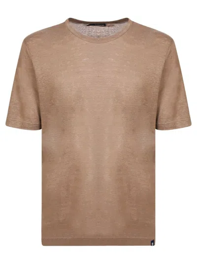 Lardini Beige Linen T-shirt In Brown