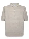Lardini Textured Beige Polo T-shirt With Buttoned Placket In Beige