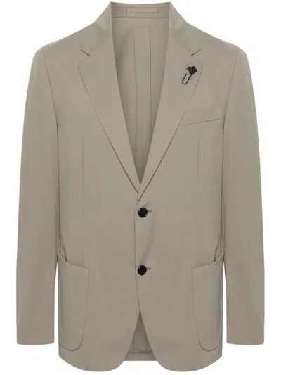 Lardini Taffeta Single-breasted Blazer In Grey