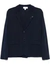 Lardini Tailored Black Knit Jacket With Classic Lapel In Blue