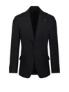Lardini Ribbed Texture Notch Lapel Front Pockets In Black