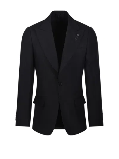 LARDINI TAILORED BLACK LINEN BLAZER