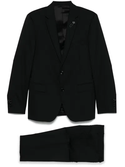 Lardini Tailored Black Suit With Notch Lapel