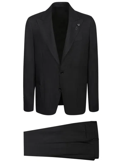 Lardini Tailored Black Suit With Two-button Jacket