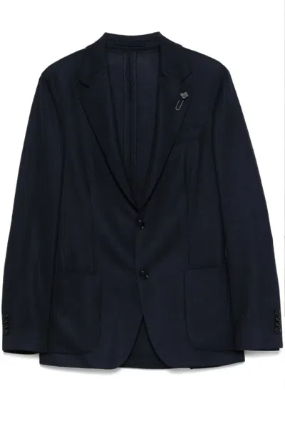 Lardini Tailored Blazer With Classic Notch Lapel In Blue