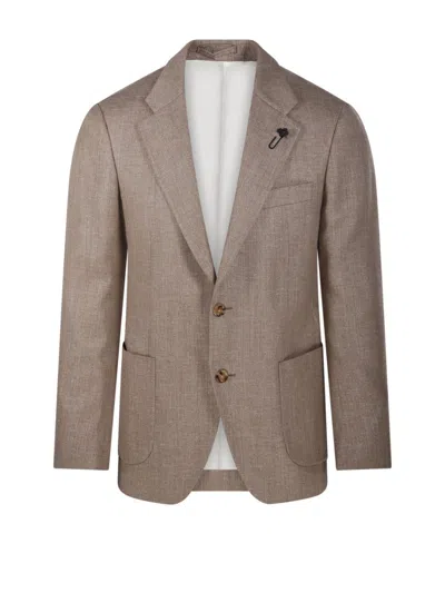 Lardini Tailored Blazer With Notched Lapel In Brown