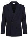Lardini Cotton Mesh Jacket With Double-breasted Closure In Blue