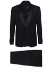 Lardini Tailored Blue Tuxedo Suit With Shawl Collar In Black