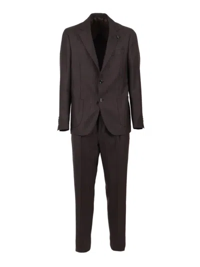 LARDINI TAILORED BROWN CHECKERED TWO-PIECE SUIT