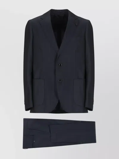 Lardini Tailored Double-breasted Suit With Peak Lapel In Blue