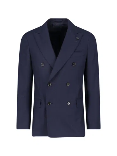 Lardini Tailored Double-breasted Peak Lapels Blazer In Blue