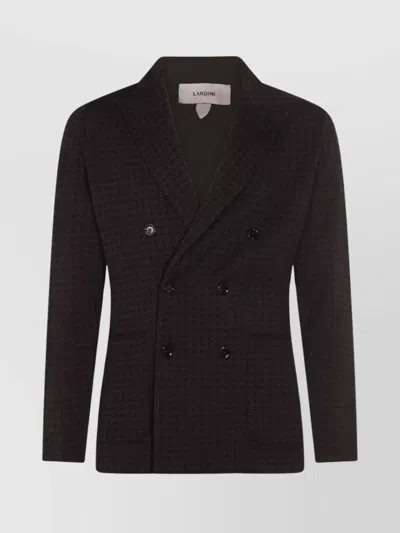 LARDINI TAILORED HOUNDSTOOTH SUIT BUTTON DETAILING